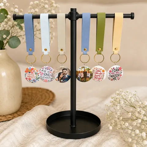 Set of 6 Photo Keychains - Vegan Leather