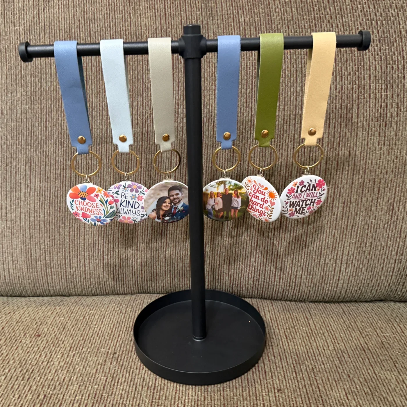 Set of 6 Photo Keychains - Vegan Leather