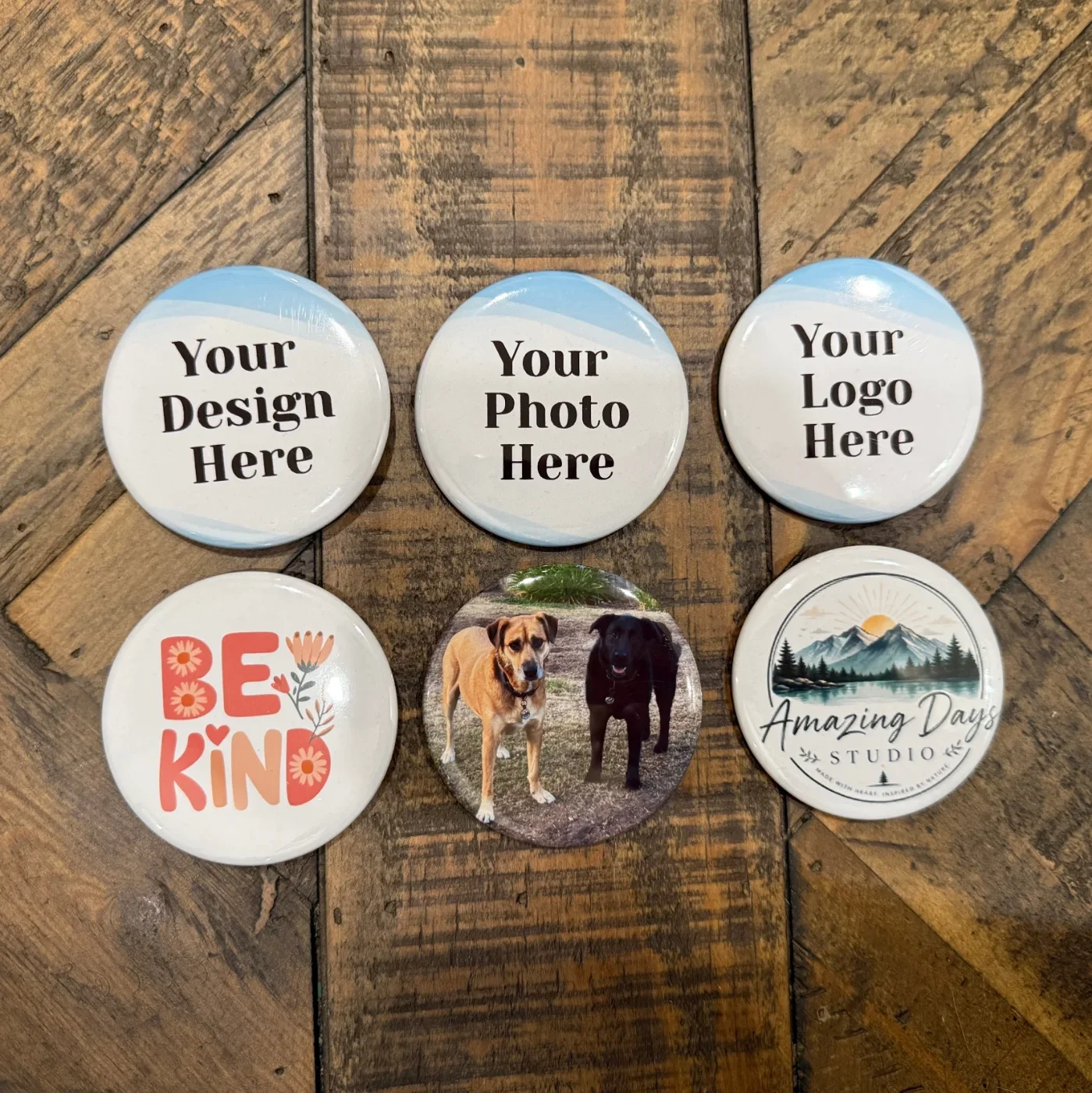 Set of 6 Round 2.25 inch Pinback Buttons